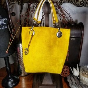 Rare Citrus Yellow & White Suede Mini Bag